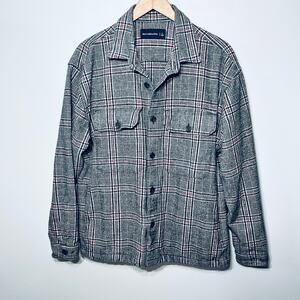 Abercrombie & Fitch Jacket Black Red Plaid Pocket Button Up Fall Normcore L